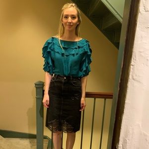 Tibi Teal Blouse
